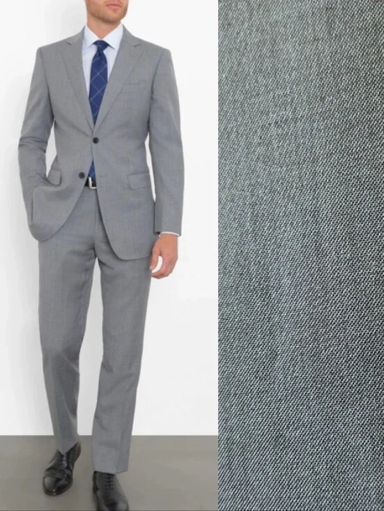 J.Ferrar Modern Fit Gray 2 button Suit peak lapels Blazer Sz.42S  Pants 38x29