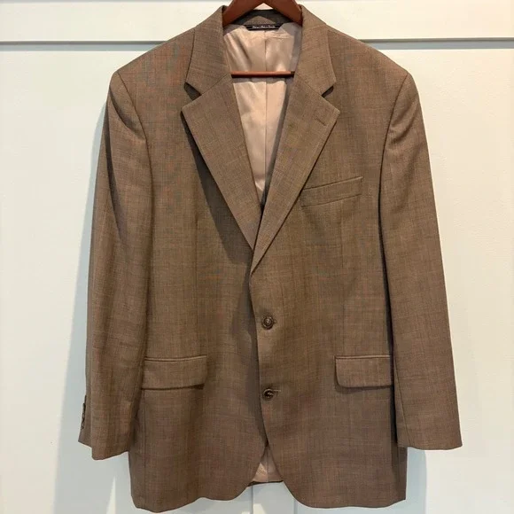 Vintage J. Victor Men's Wool Sport Coat Blazer 44L Long Tan Made in Canada