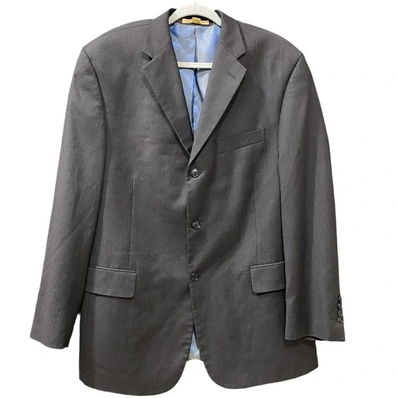 Bachrach Wool/Cashmere‎ Charcoal Gray Blazer Sport Coat Size 42R Business Career