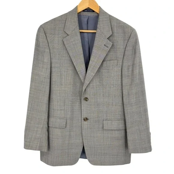 Ralph Lauren Mens‎ 38R 100% Wool Blazer Grey Glen Plaid Sport Coat Designer