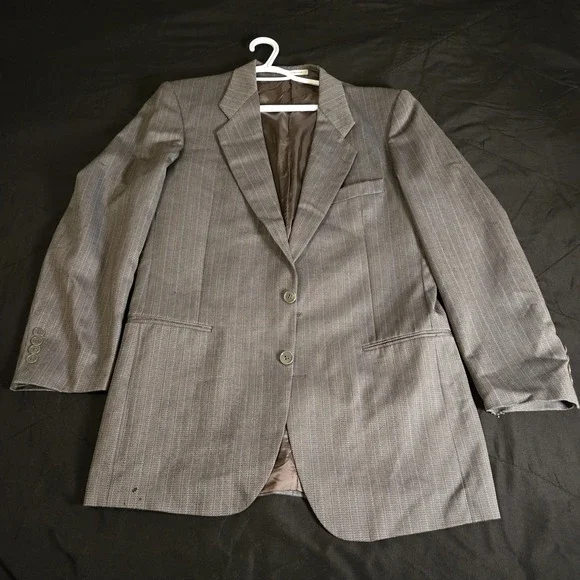 Yves Saint Laurent Suit‎ Jacket Mens 42 Gray Wool Herringbone France PROJECT VTG