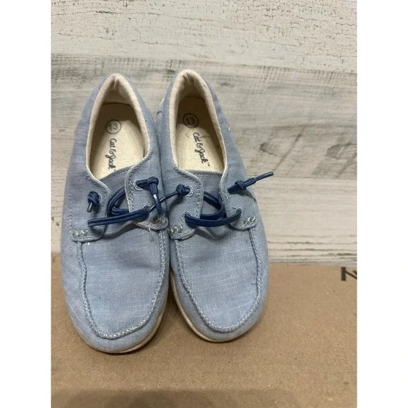 Cat & Jack Boat Shoes‎ Boys 13 Light Blue Canvas Slip On GUC