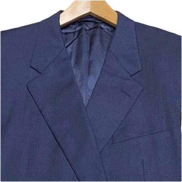Vintage Loro Piana Hickey Freeman Men Blue Blazer 48XLG Tasmanian Super USA Wool