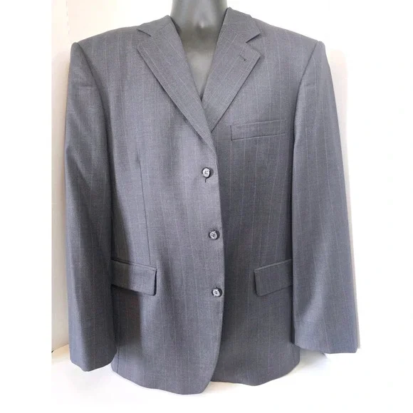 Georgio Belli‎ Milano Italy Gray Pinstripe 3 Button Blazer Hand Tailored SZ 46R?