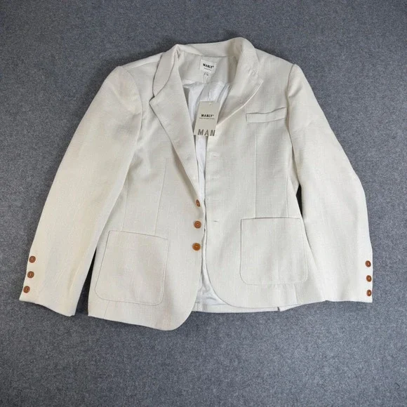 Manly Mens Textured Blazer Jacket Cream White Size M NWT Tweed Sport Coat