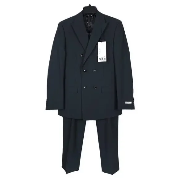 Bar III Mens Slim Fit 2 Piece Suit 38L 32x34 Green Solid Active Stretch Wool NWT