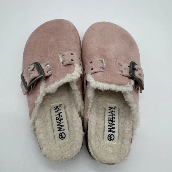 Magellan Girls Pink Suede Buckle Fashion‎ Clogs 11D Worn Once