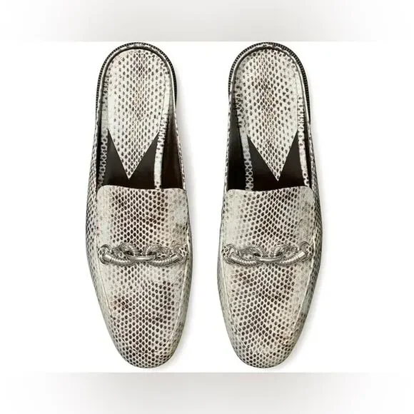 Tory Burch Jessa Lavender Roccia Snakeskin Backless Loafer Mules Size 7