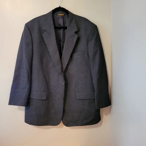 Brooks Brothers Men's Formal Pure Wool Preppy Gray Blazer Suit Jacket. Size 46R