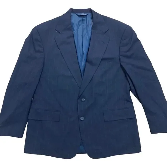 Polo Ralph Lauren Men’s Sz 42 Navy Blue Stripe Jacket Blazer 100% Wool