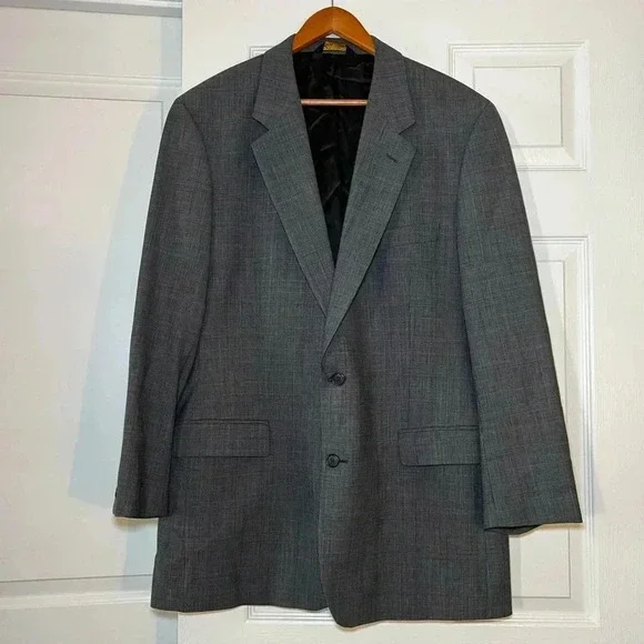 Brooks Brothers Brooksease Blazer / Suit Jacket size 44L Gray Subtle Blue Plaid