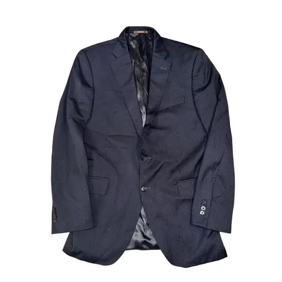 Peter Millar Blazer Men's Size 40T Blue Pinstripe 2 Button 100% Wool Pockets