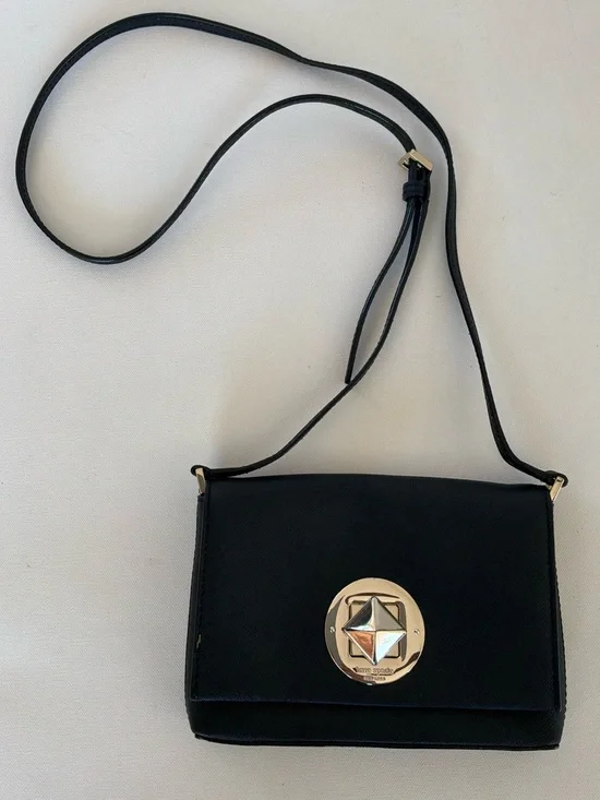 Kate Spade New York Black Saffiano Leather Crossbody Wallet Purse