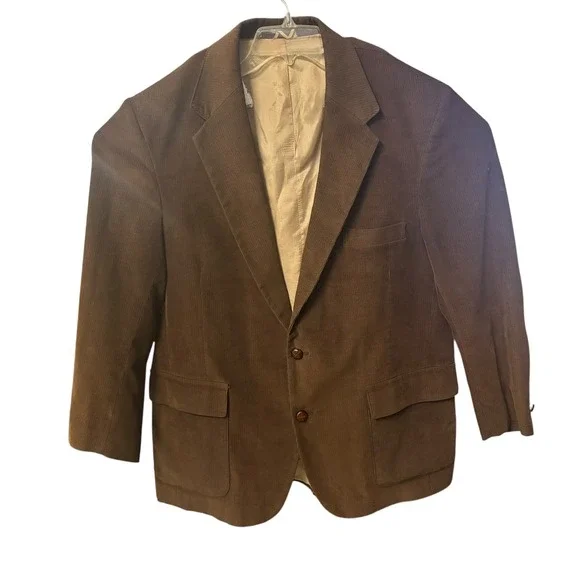 Farah 46R Brown Corduroy Blazer Jacket Elbow Patches‎ Designer Series Mens