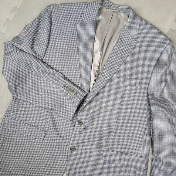 Lauren Ralph Lauren Birdseye Blazer Jacket Men's 46R Silk Wool Blend Blue