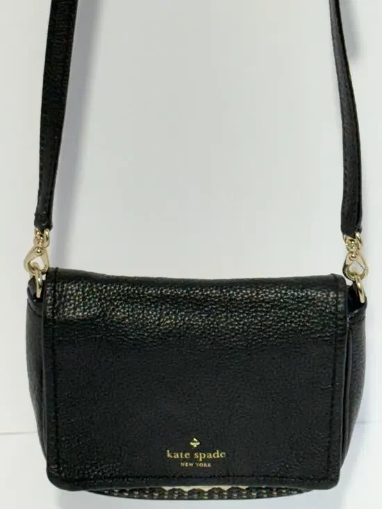 Kate Spade NY Cobble Hill Straw Abela Crossbody, Black Pebble Leather