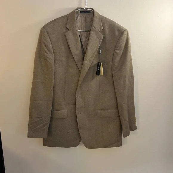 Lauren Ralph Lauren Mens‎ Blazer Career Office 42R Tan Herringbone Quiet Luxury