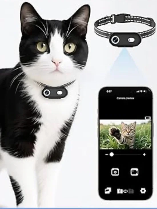 NEW - Cat Camera Collar with Phone APP, 1080P HD Video Recording, XS/M-Size Pet