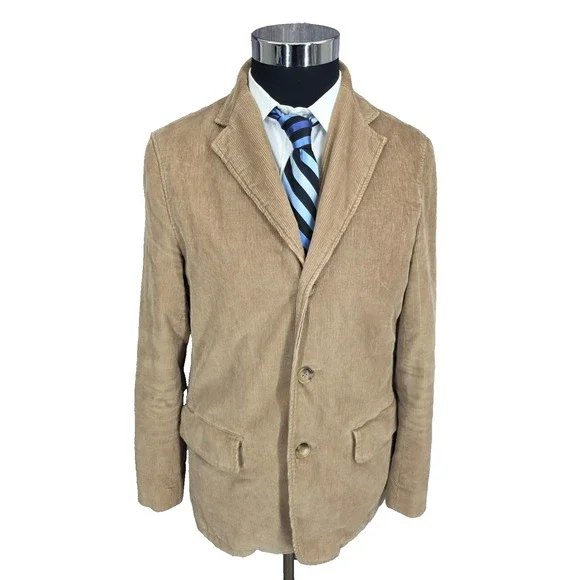 Banana Republic Blazer Jacket Mens 38R Brown Corduroy Sports Coat 2 Buttons Vent