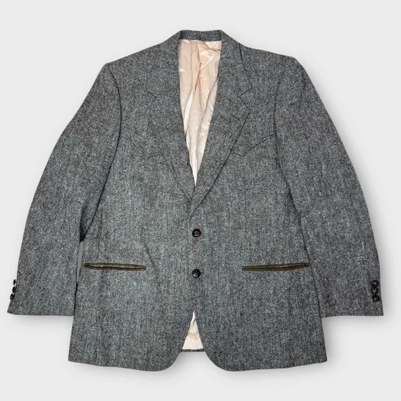 VTG Dallas by Paragon Mens Western Blazer Virgin Wool 44R Union Made‎ USA