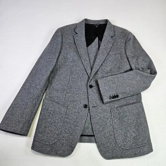 Banana Republic Blazer Mens 42R Slim Mario Bellucci Italian Wool Sport Coat Gray