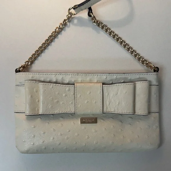 Kate Spade Ivory Bow Crossbody with Gold Chain