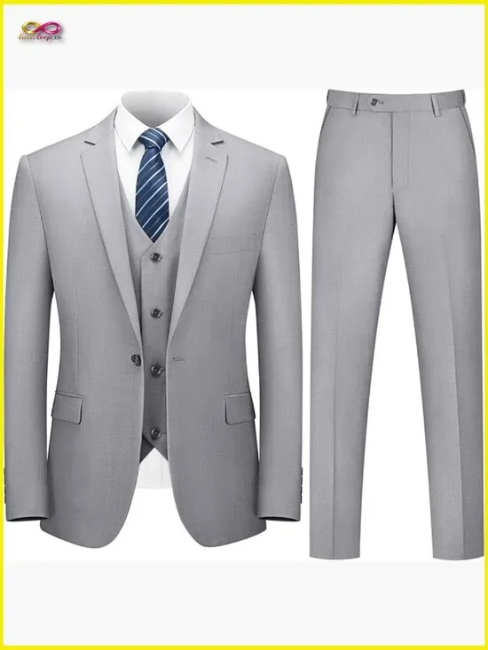 Slim Fit 3-Piece Suit Classic Elegant Business Wedding Tuxedo Set