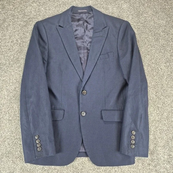Scotch & Soda Blazer Mens Medium Linen Cotton Navy Blue Two Button Sport Coat