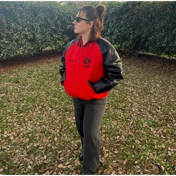 Vintage DeLONG Varsity‎ Jacket Mens Size 44 Red San Francisco Letterman
