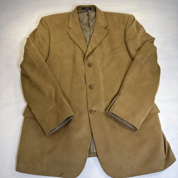 Bert Pulitzer Men Supra Suede Blazer Sport Jacket‎ Size 46L Brown