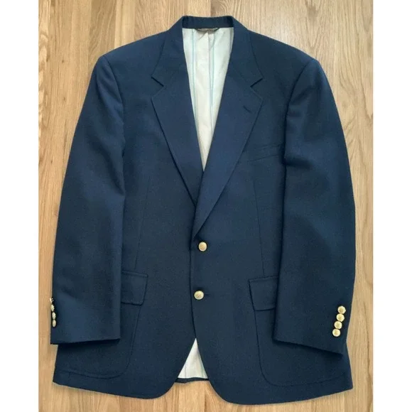 Vintage Navy Blue Sport Coat 42R • Gold Buttons •‎ Academia Ivy Prep Made in USA