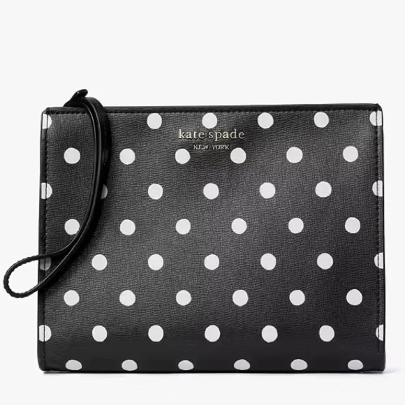 Kate Spade New York Spencer Sunshine Dot Wristlet Black Multi White Polka Dot