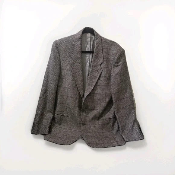 YVES SAINT‎ LAURENT Designer Collection Men Gray Tweed Blazer  42R Ventless
