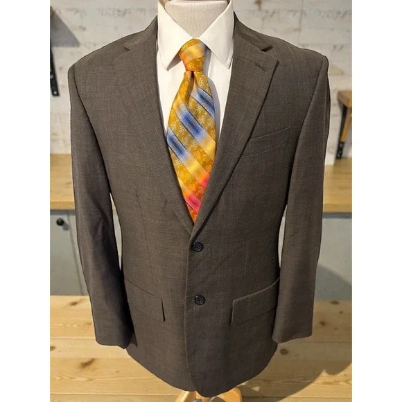 Nautica Mens 100%‎ Wool Blazer Sz 40R Gray Plaid Sport Coat Jacket
