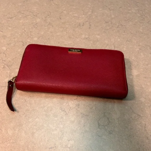 Kate Spade Cameron slim Zip-Around Wallet in burgundy