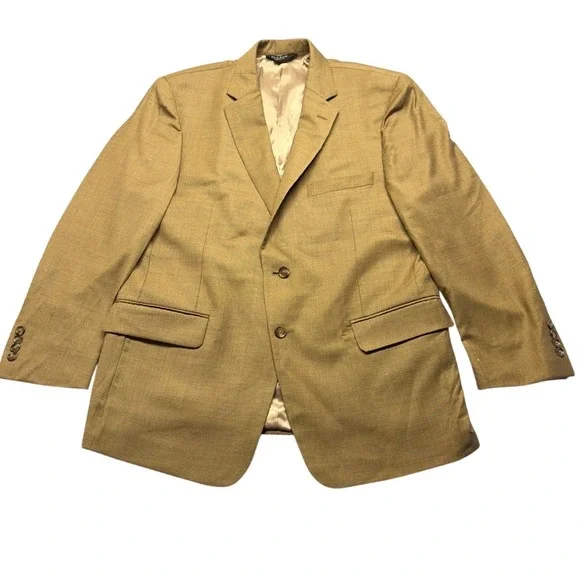 Jos. A. Bank Blazer Jacket Mens 44S Brown Lined Tailored Fit Single Breasted