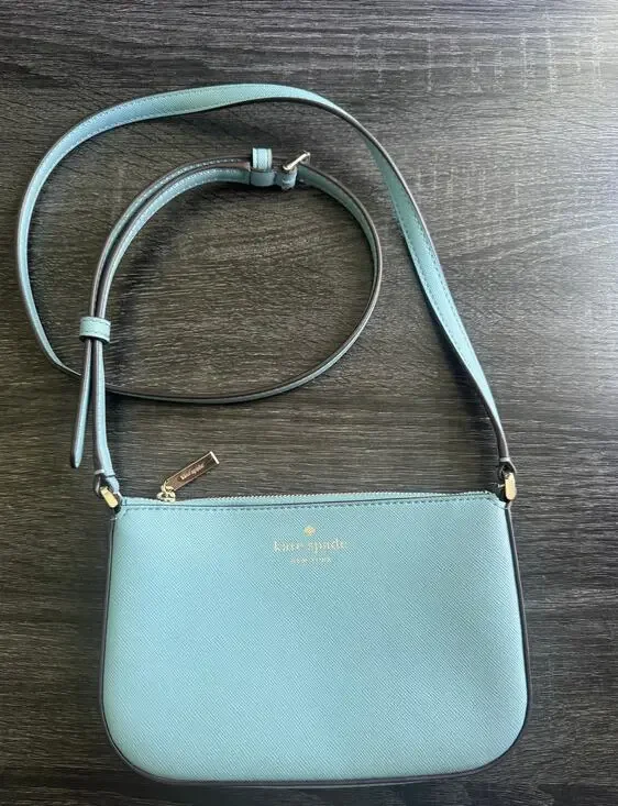 Kate Spade Schuyler Small Crossbody Purse Bag Smoky Blue Gold Tone Hardware