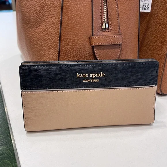 Kate Spade Morgan Colorblocked Slim Bifold Wallet  Cafe Mocha  NWT