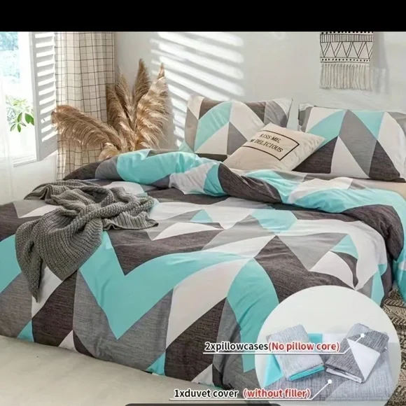 3pcs Color Block Printed Bedding Set