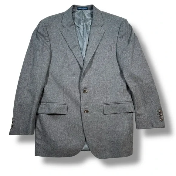 Polo Ralph Lauren Blazer Mens 40R Gray Virgin Wool 3 Button Jacket Made in Italy