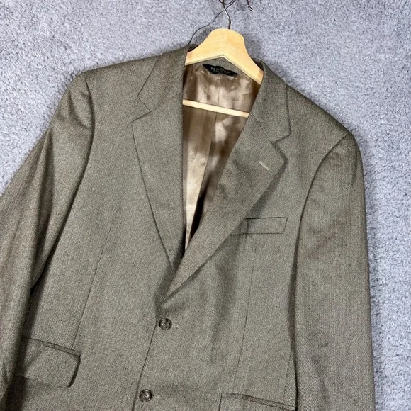 Jos A Bank Blazer Mens 40R Tan Herringbone Wool Blend Sport Coat Business Formal