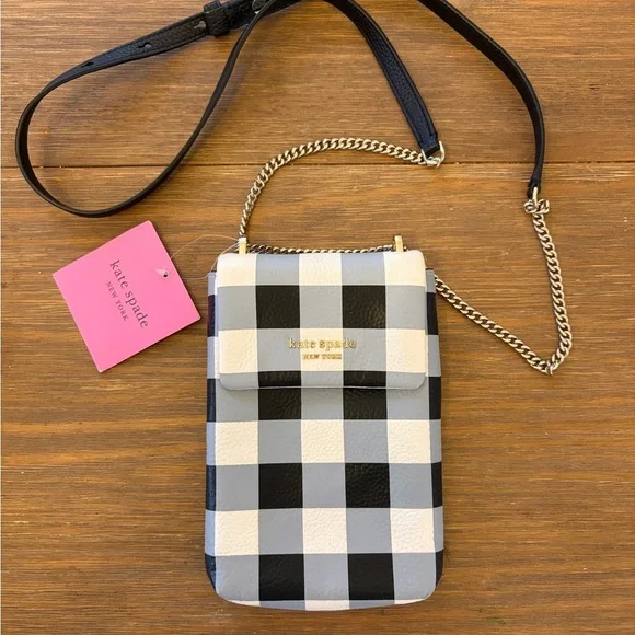 Kate Spade Gingham Crossbody Bag in Black and White