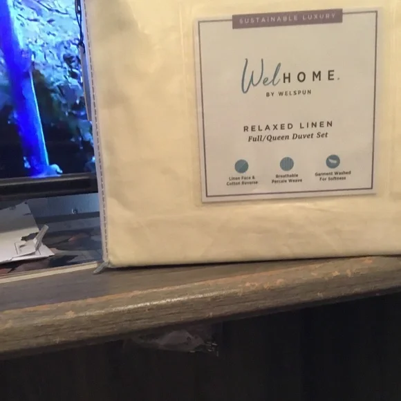 WEl Home Relaxed linen Full,Queen cream duvet set