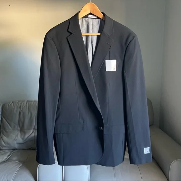 NEW JF J.Ferrar Sz 44L Long Super Slim Fit Suit Jacket Blazer Black Business