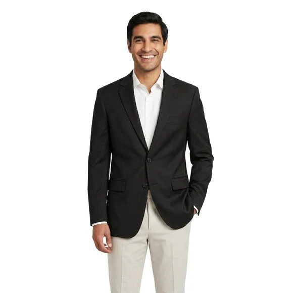 Vitali Mens Black Two Button Blazer Suit Jacket G1235-COLBY Size 42L