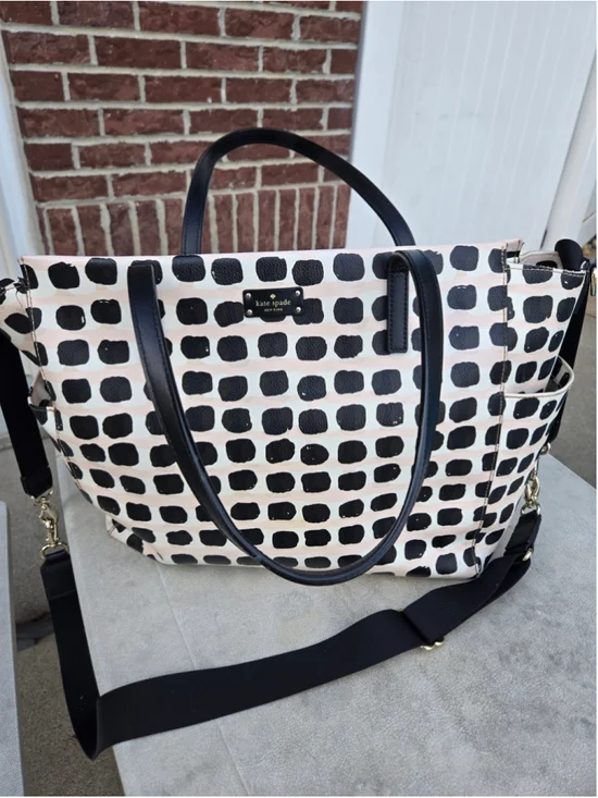Women's Kate Spade Large Tote Bag One Size Black Pink Polka Dot