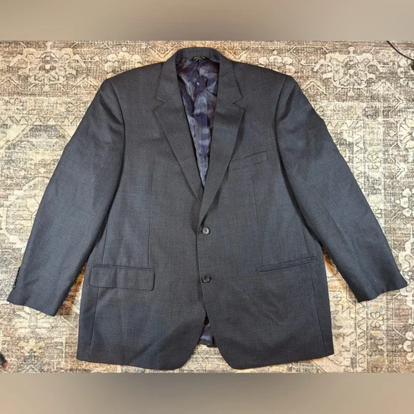 Men’s Joseph & Feiss Houndstooth 100% Wool Sport Coat Blazer Size 46 R‎