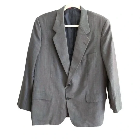 Hickey Freeman Sport Coat Blazer Mens 39R Gray Glen Plaid Wool Two Button Jacket