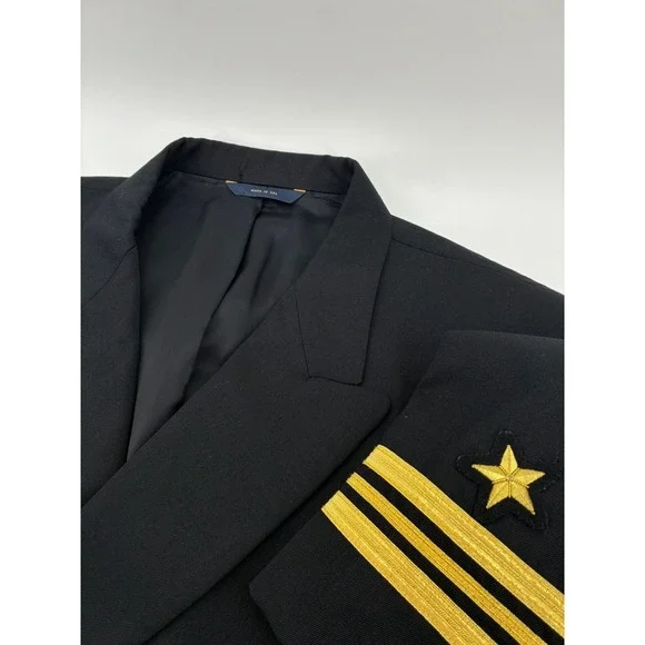 US NAVY Brook Brothers 50L Premier Collection Double Breasted Blazer USA Black