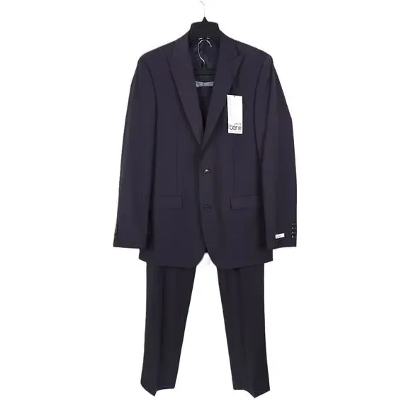 Bar III Mens Slim Fit 2 Piece Suit 36S 32x30 Purple Dark Burgundy Wool NWT